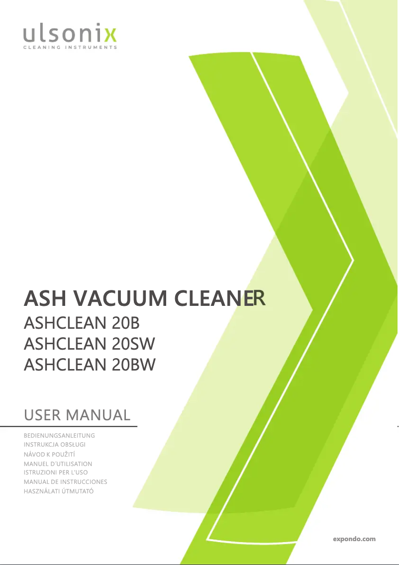 Image de la première page du manuel de l'appareil ASHCLEAN 20B