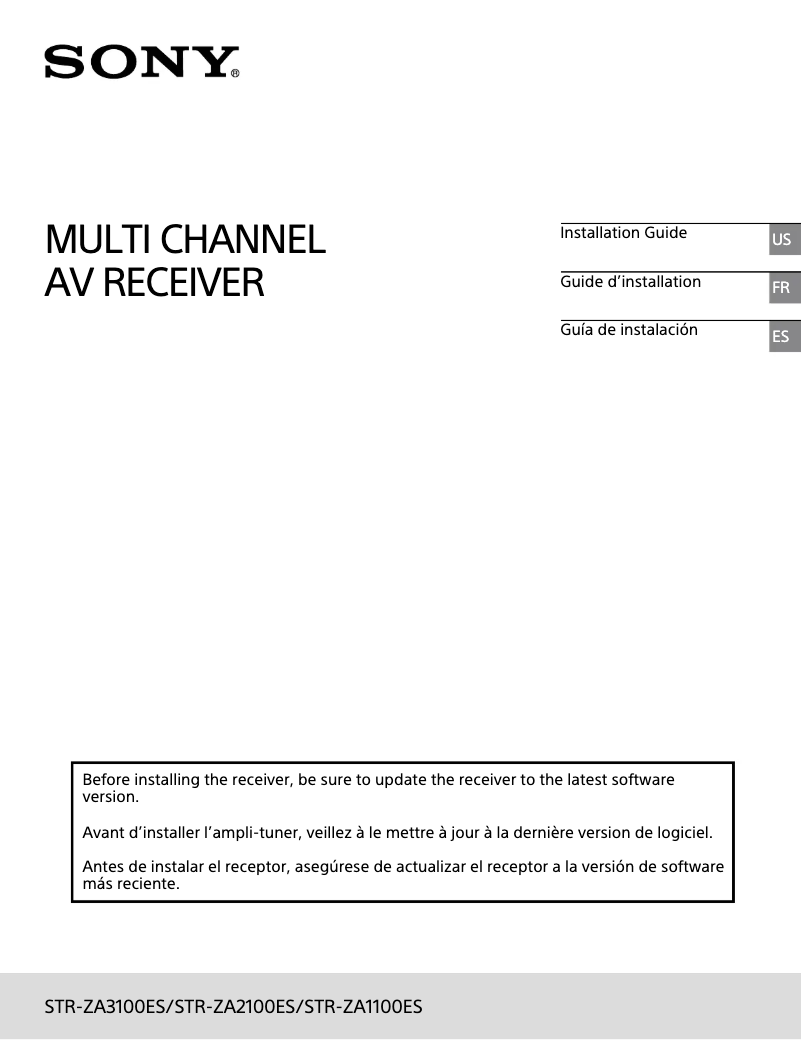 Image de la première page du manuel de l'appareil STR-ZA3100ES