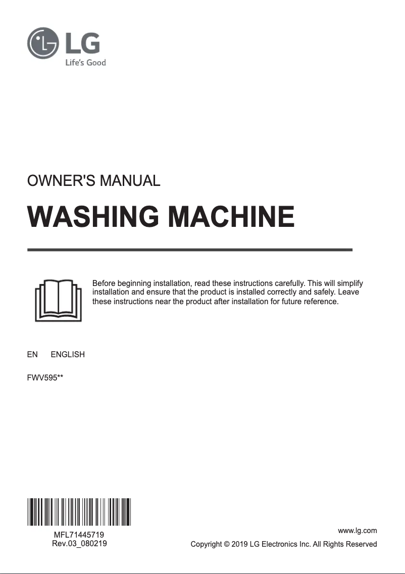 Page n°1 - Manuel utilisateur LG FWV595WS