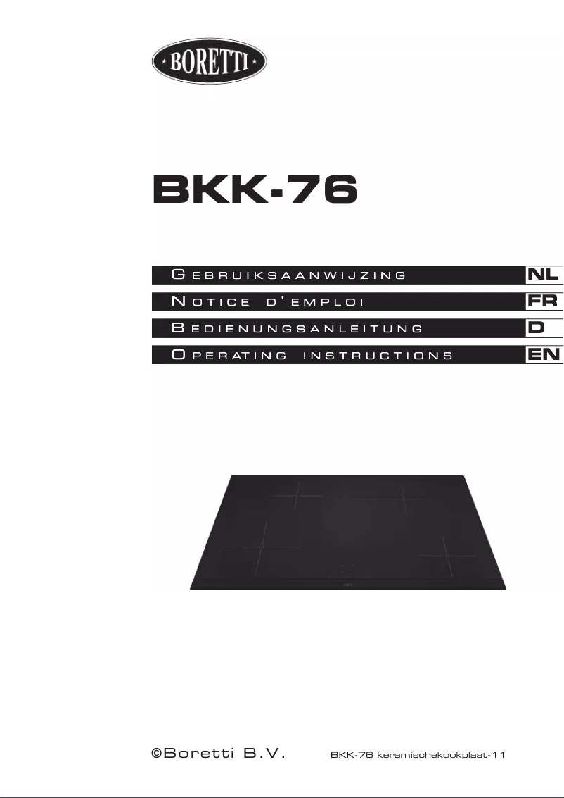 Page 1 de la notice Manuel utilisateur Boretti BKK-76