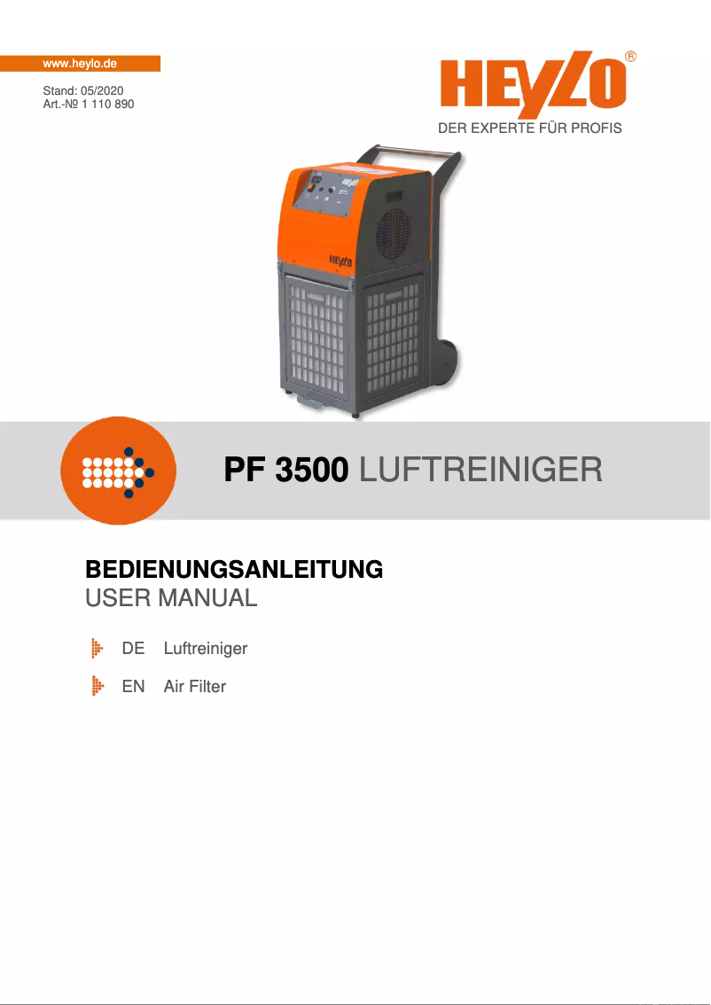 Page n°1 - Manuel utilisateur Heylo DCS-PF 3500