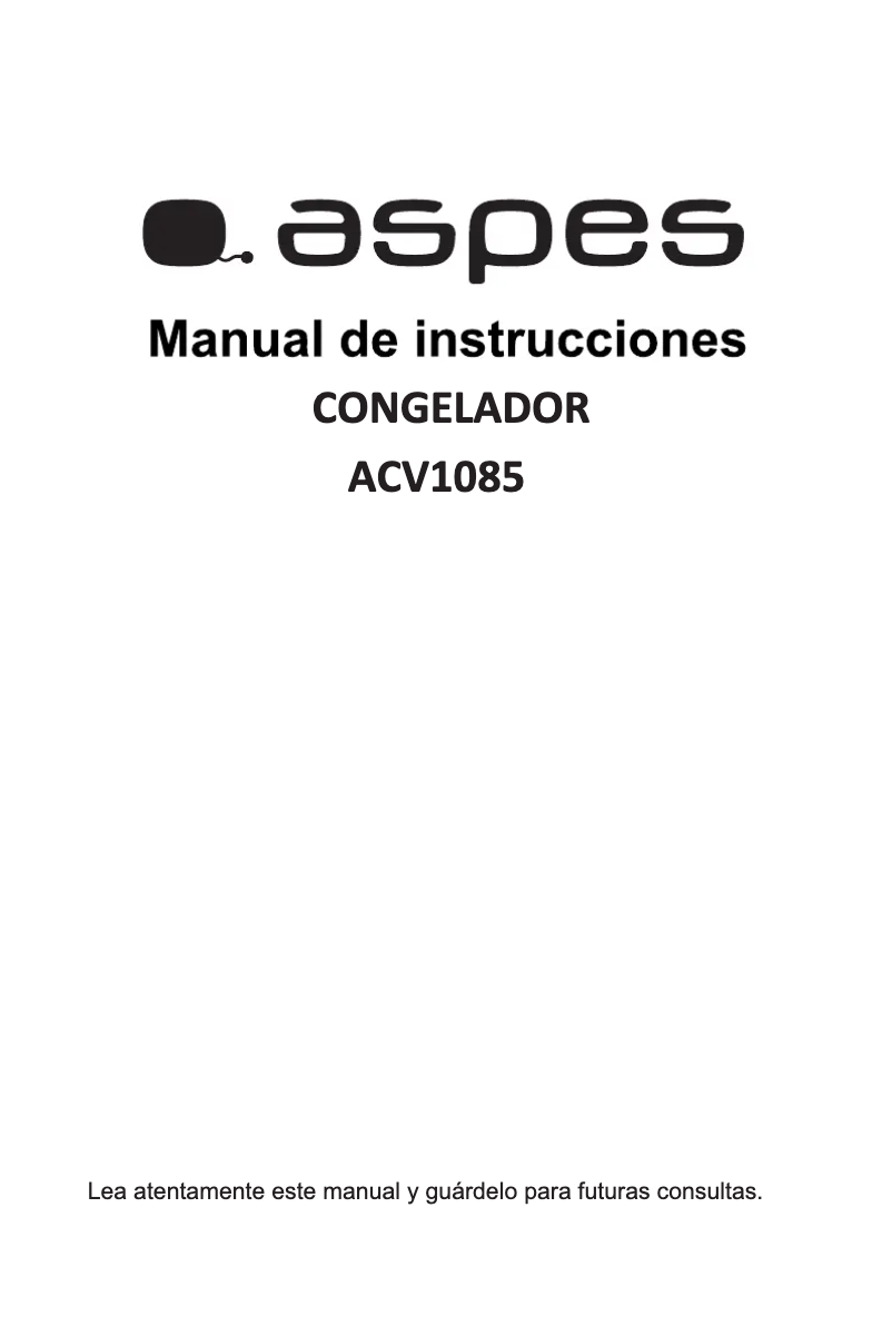 Page 1 de la notice Manuel utilisateur Aspes ACV1085
