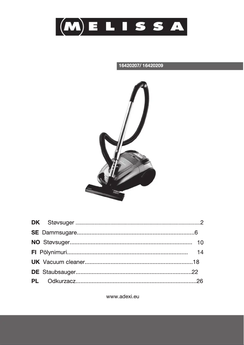 Page n°1 - Manuel utilisateur Melissa 16420209