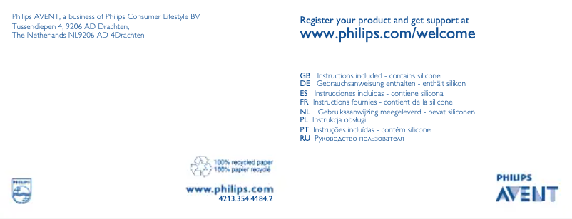 Imagen de la primera página del manual del dispositivo Avent SCF196