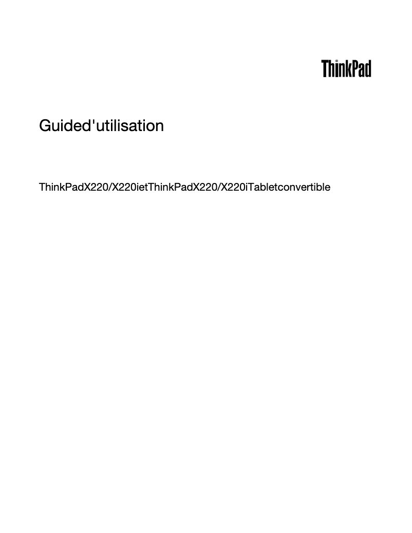 Page 1 de la notice Manuel utilisateur Lenovo ThinkPad X220i