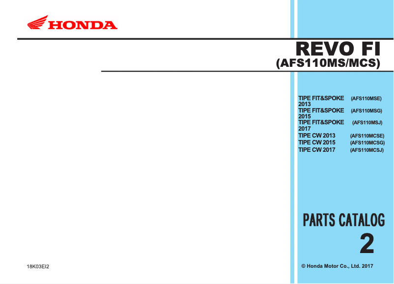 Page 1 de la notice Manuel utilisateur Honda Revo FI (2017)