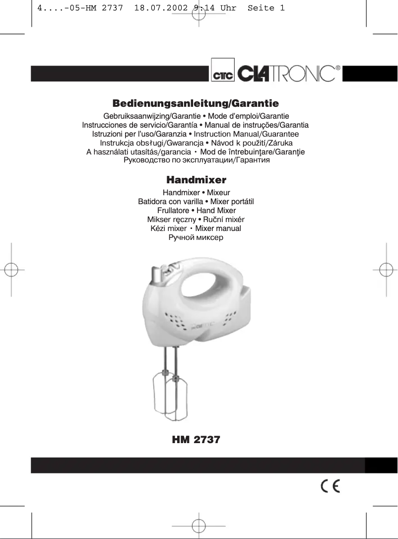 Image de la première page du manuel de l'appareil HM 2737