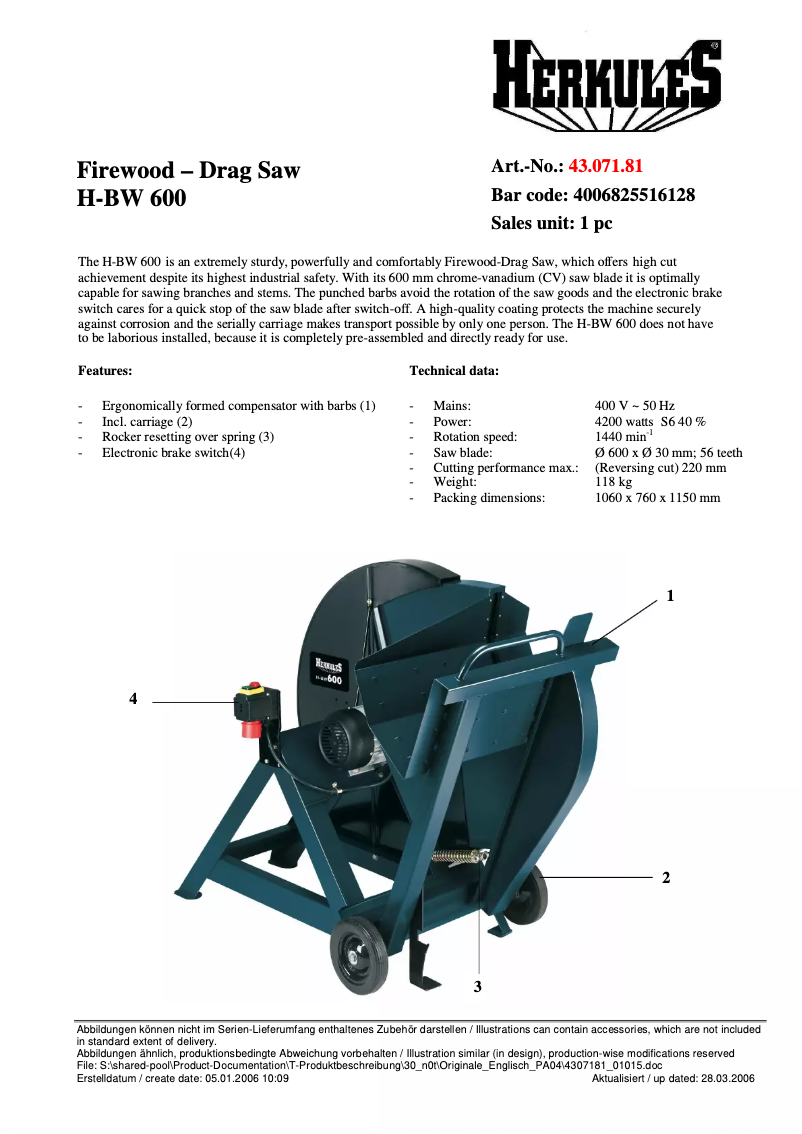 Page 1 de la notice Manuel utilisateur Herkules H-BW 600