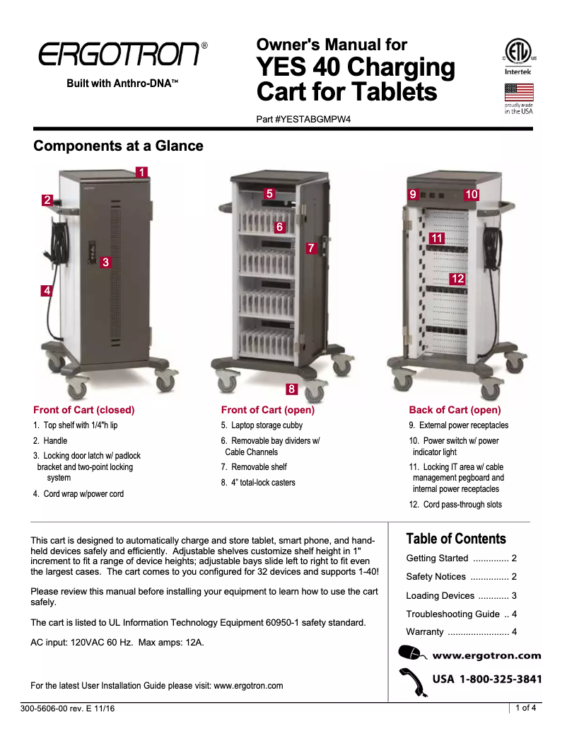 Image de la première page du manuel de l'appareil YES40