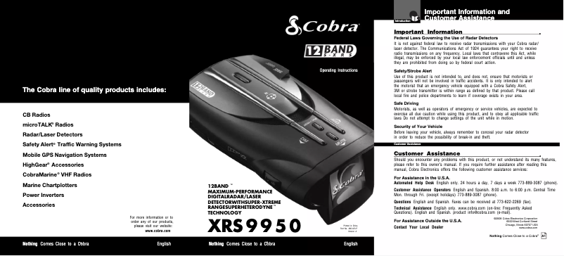 Página 1 del manual Manual de usuario Cobra XRS 9950