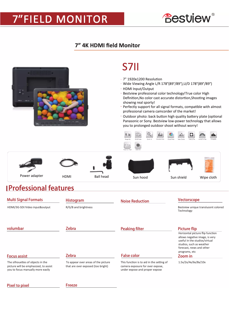 Page 1 de la notice Manuel utilisateur Bestview S7II