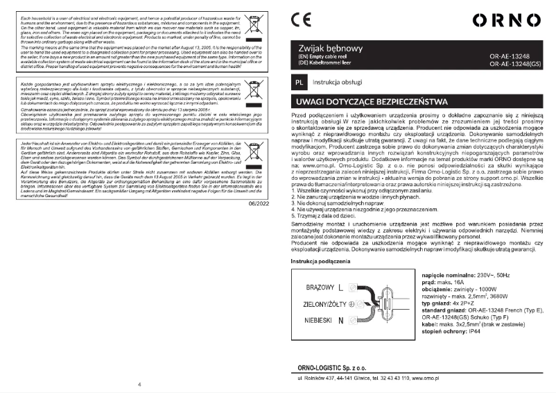 Page 1 de la notice Manuel utilisateur ORNO OR-AE-13248