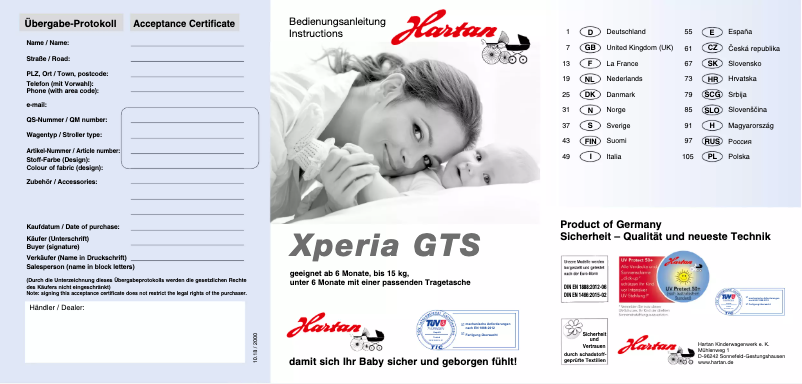 Page 1 of the manual User Manual Hartan Xperia GTS