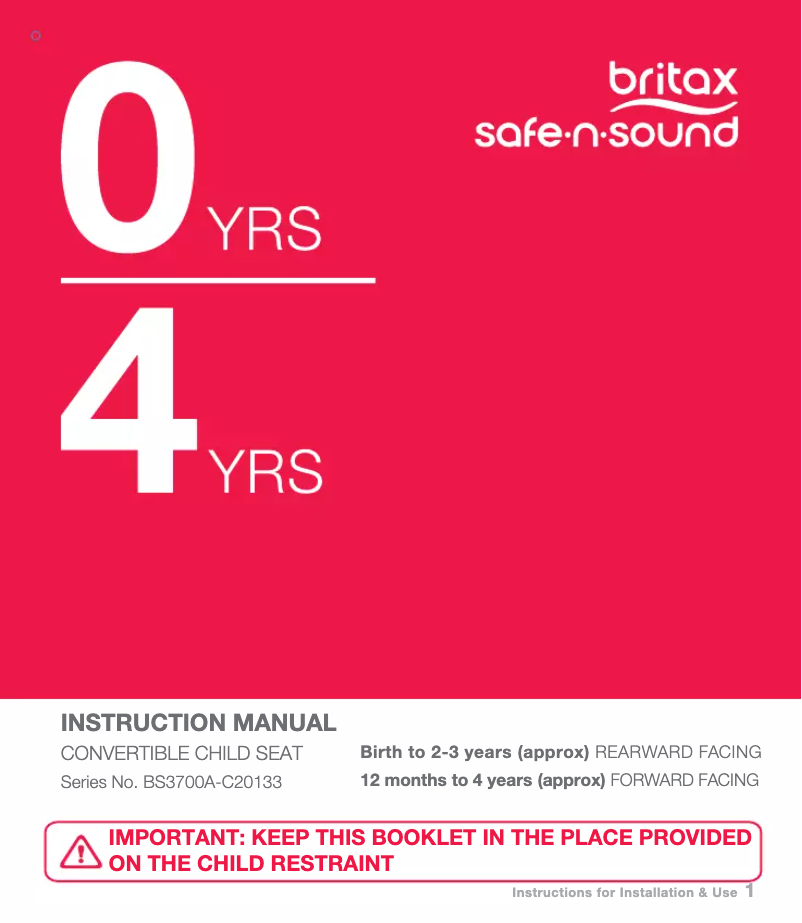 Page n°1 - Manuel utilisateur Britax Safe-n-Sound b-first ClickTight tex