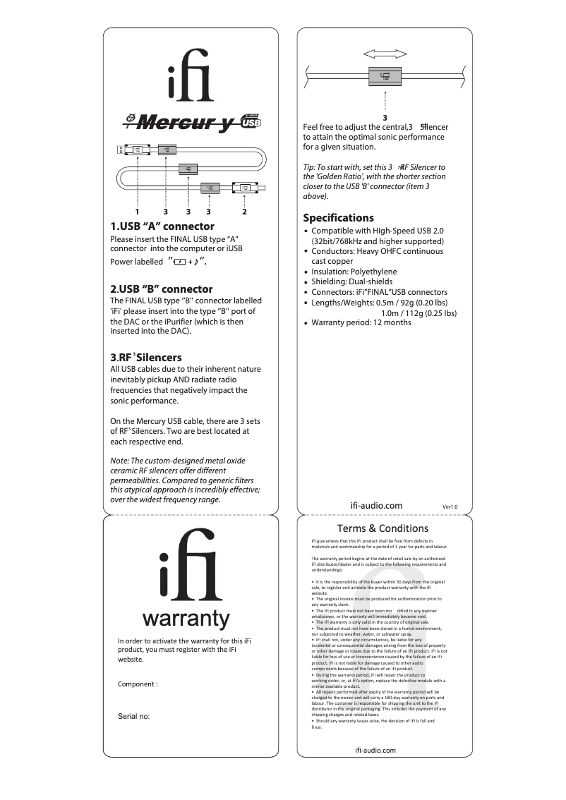 Page 1 of the manual User Manual iFi Audio Mercury