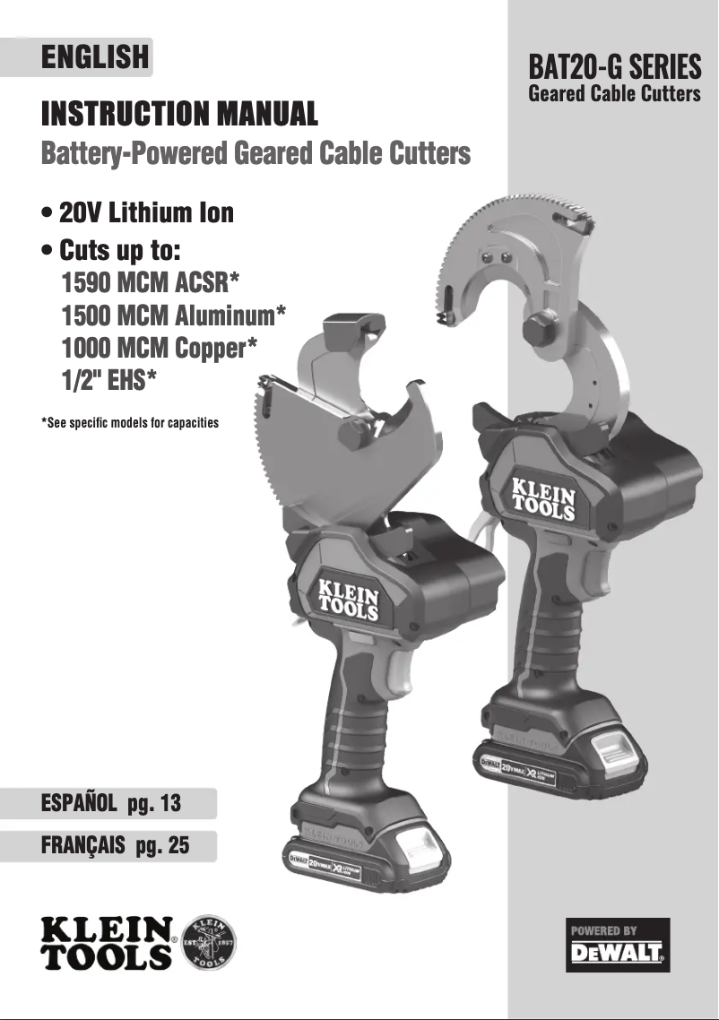 Página 1 del manual Manual de usuario Klein Tools BAT20GD10