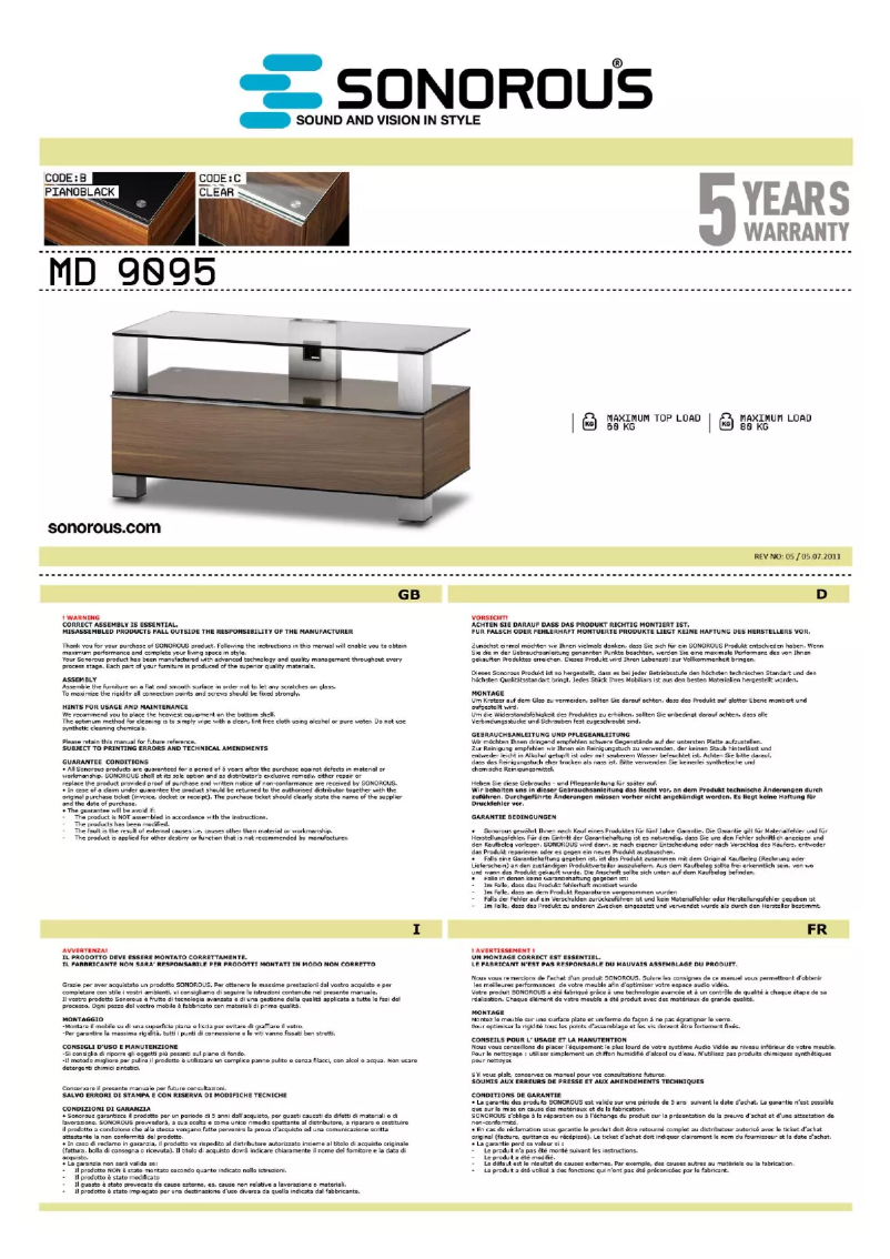 Image de la première page du manuel de l'appareil MD 9095-C-INX-WHT