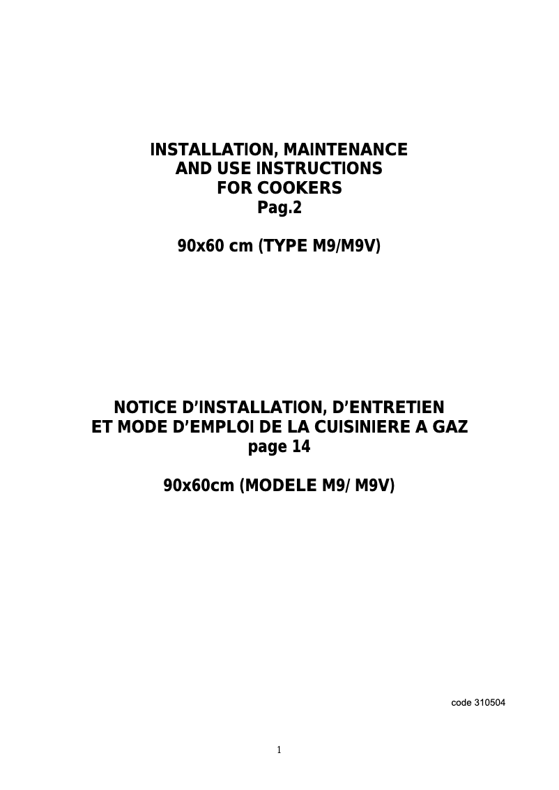 Page 1 de la notice Manuel utilisateur La Germania AMS9IND 61 B X