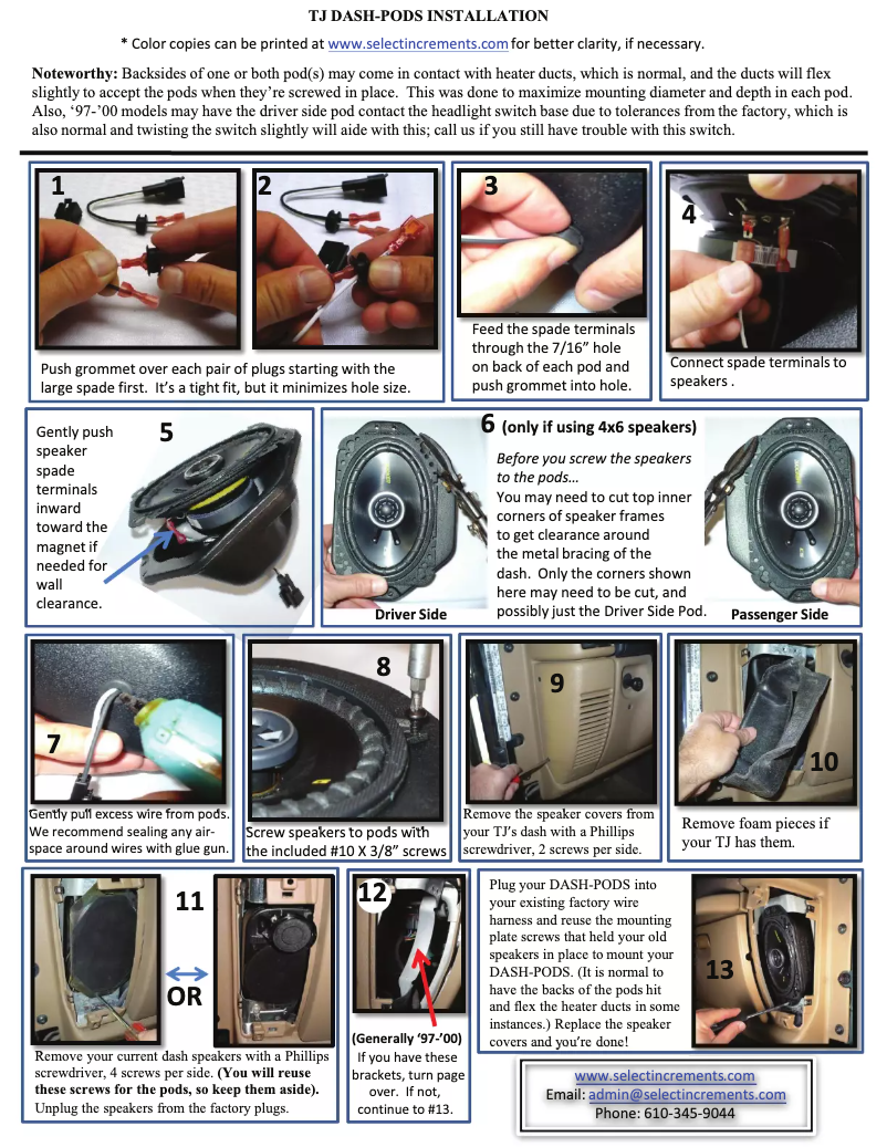 Page 1 de la notice Manuel utilisateur Select Increments Dash-Pods