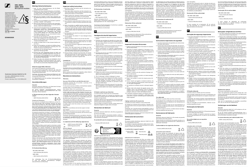 Page n°1 - Instructions de sécurité Sennheiser MMK 965