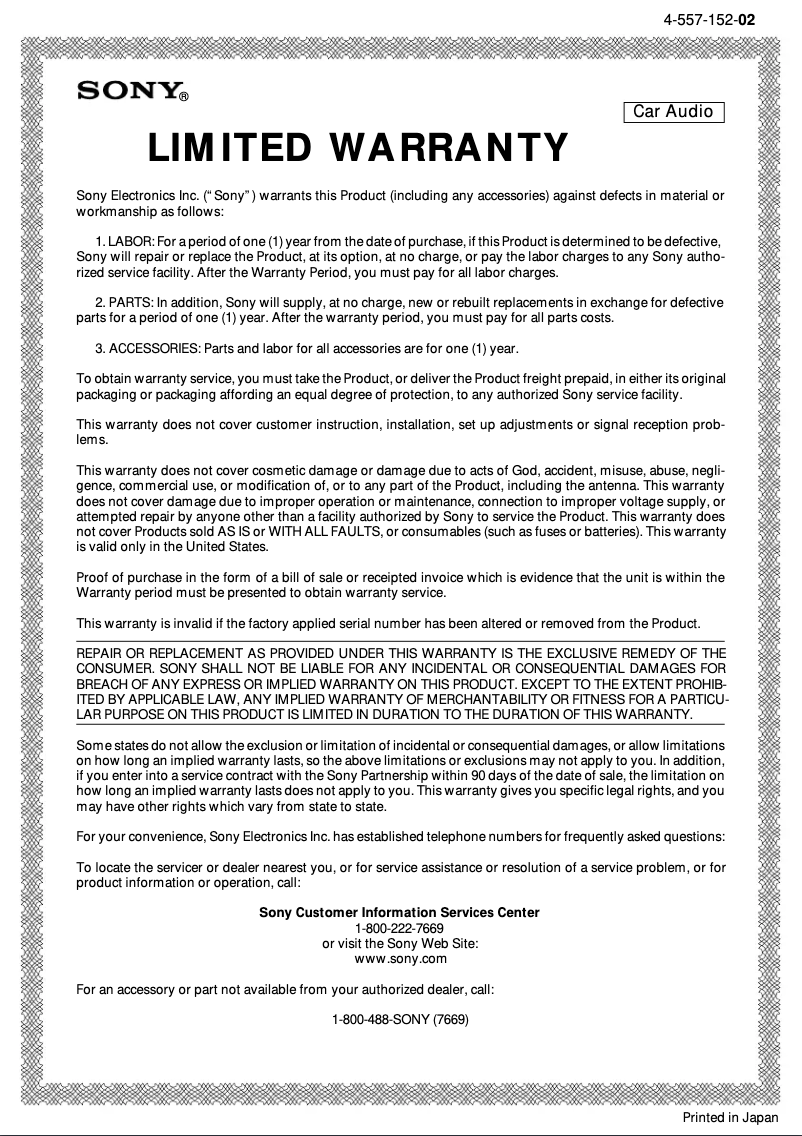 Page n°1 - Mode d'emploi Sony XT-V70