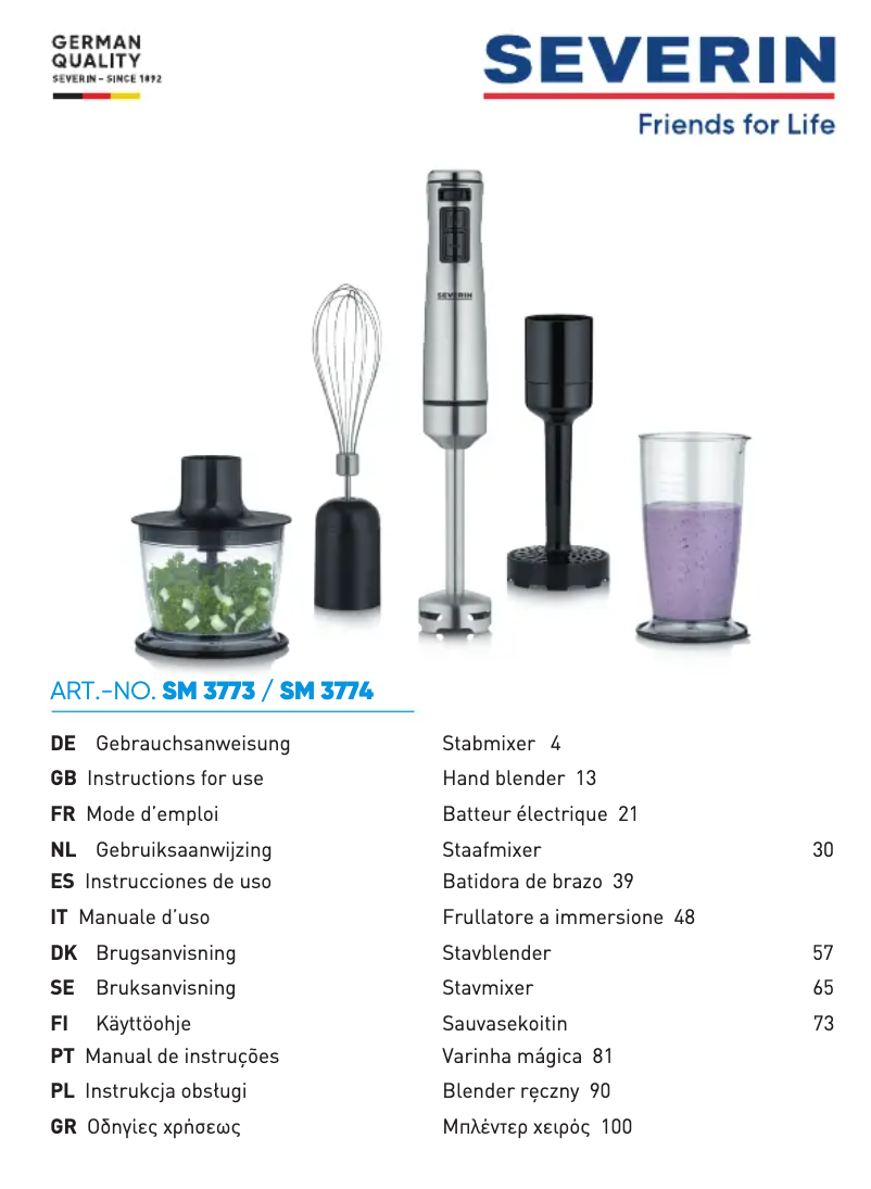 Image de la première page du manuel de l'appareil SM 3773