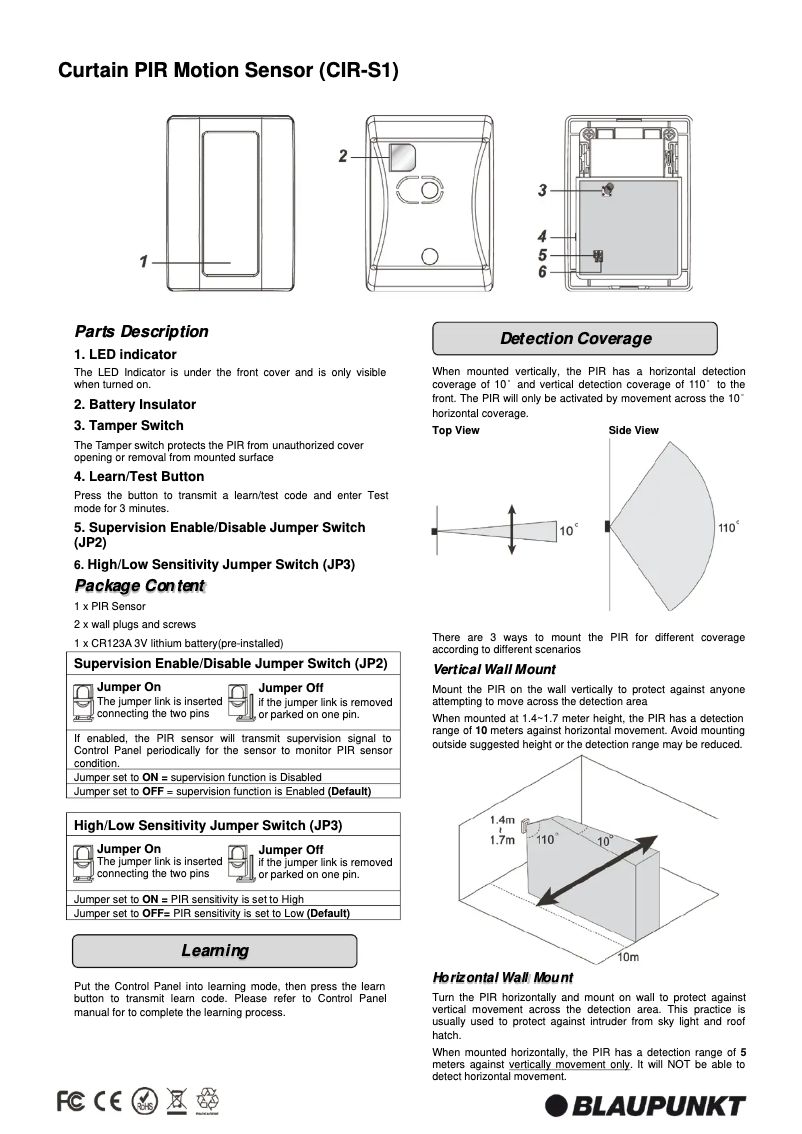 Page 1 de la notice Manuel utilisateur Blaupunkt CIR-S1