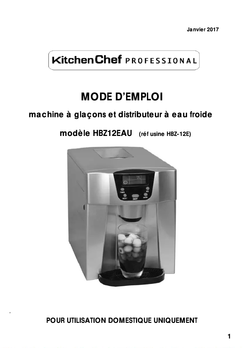Page n°1 - Manuel utilisateur Kitchen Chef HBZ12EAU