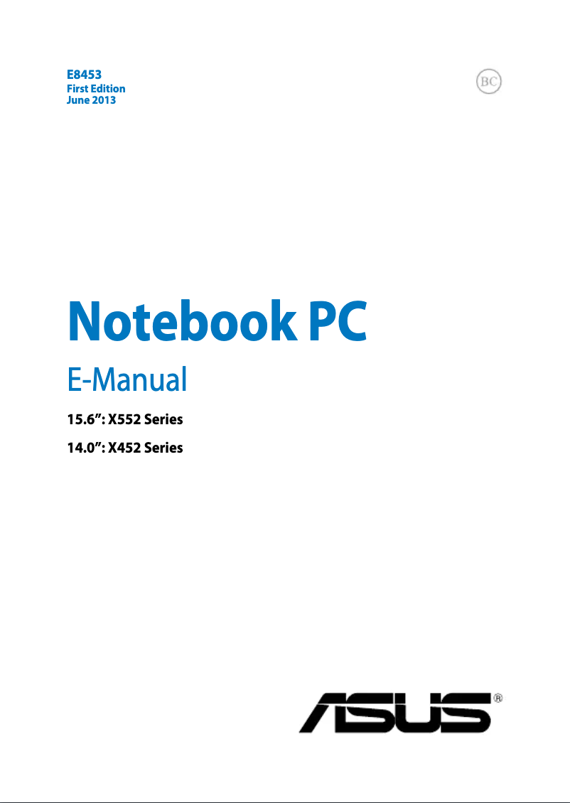 Page 1 de la notice Manuel utilisateur Asus W8X552EA-SX015H