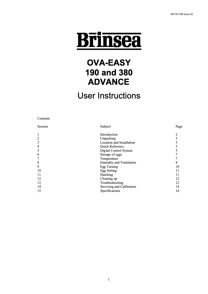 Image de la première page du manuel de l'appareil OvaEasy 190 Advance