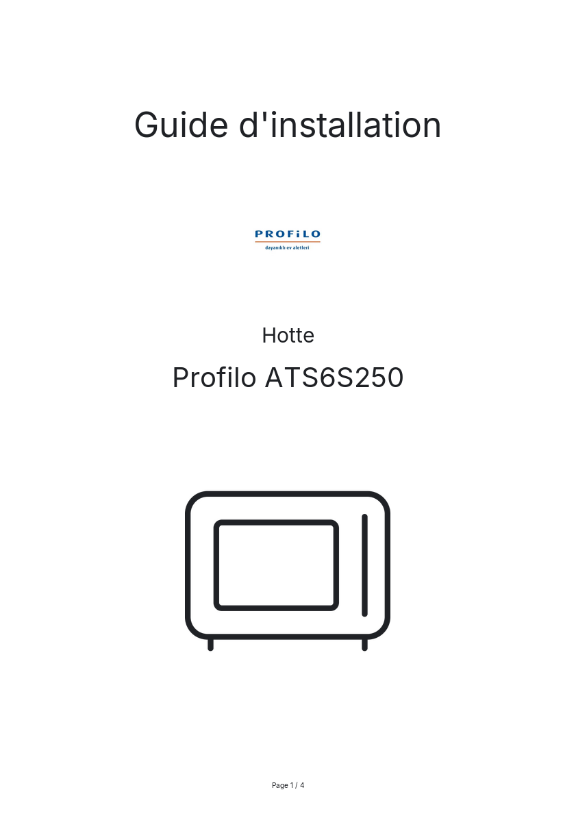 Page n°1 - Guide d'installation Profilo ATS6S250
