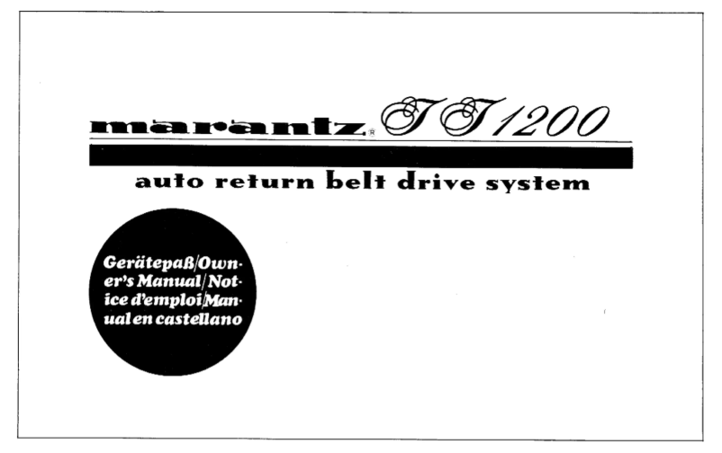 Page n°1 - Manuel utilisateur Marantz TT1200