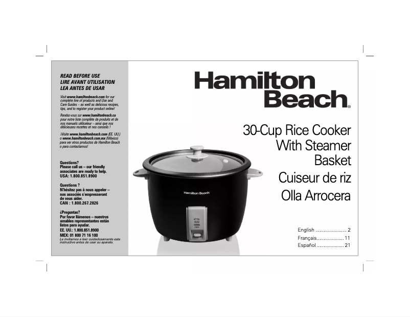 Page n°1 - Manuel utilisateur Hamilton Beach 37550