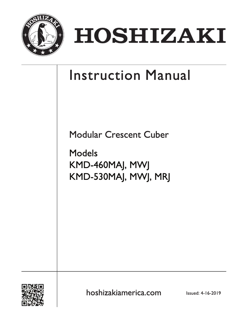 Page n°1 - Guide d'installation Hoshizaki KMD-530MAH