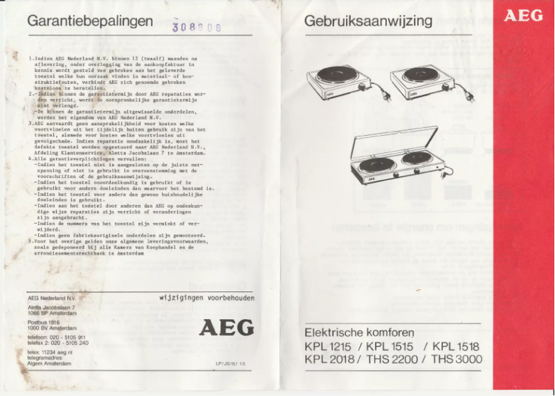 Page 1 de la notice Manuel utilisateur AEG THS 2200