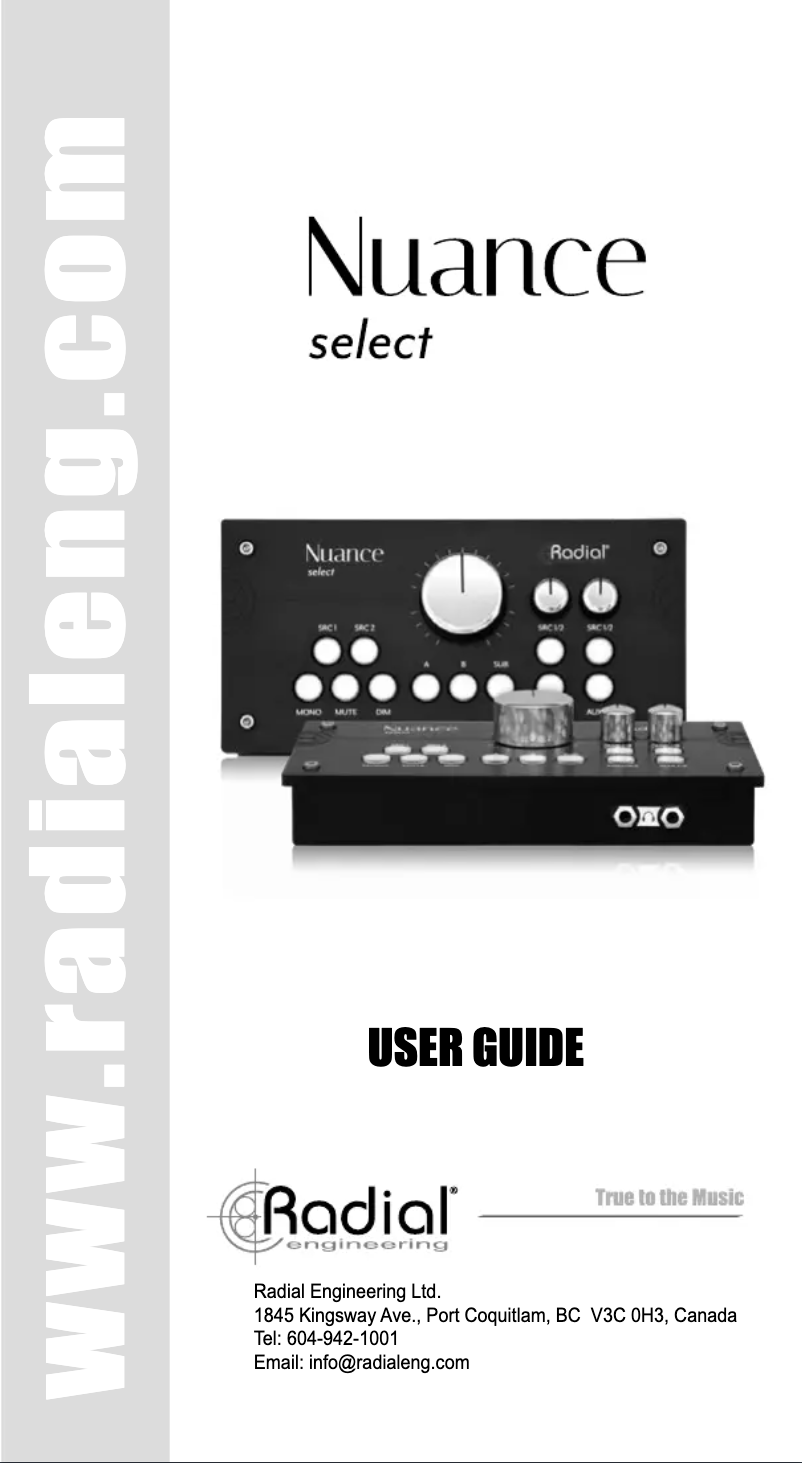Page 1 of the manual User Manual Radial Engineering Nuance Select