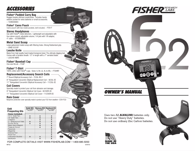 Page 1 de la notice Manuel utilisateur Fisher F22