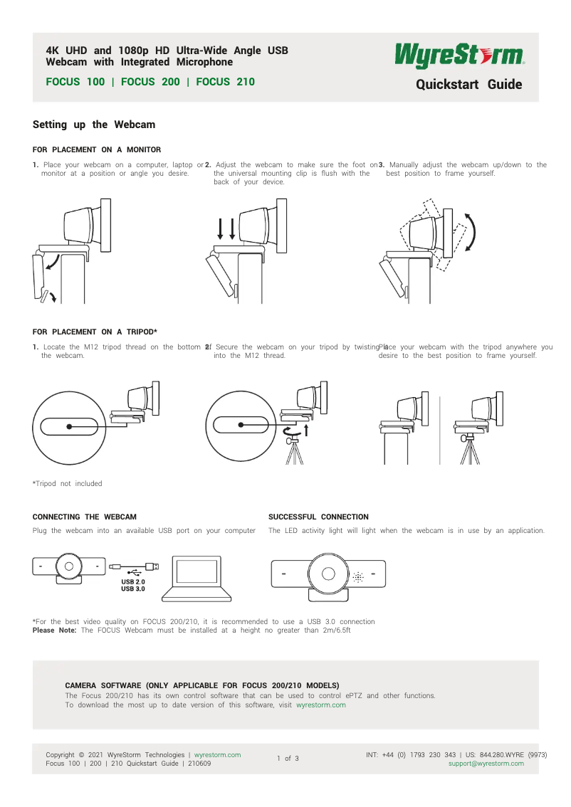 Page 1 de la notice Manuel utilisateur WyreStorm FOCUS 210