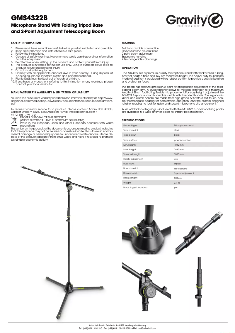 Page 1 de la notice Manuel utilisateur Gravity GSP2332B