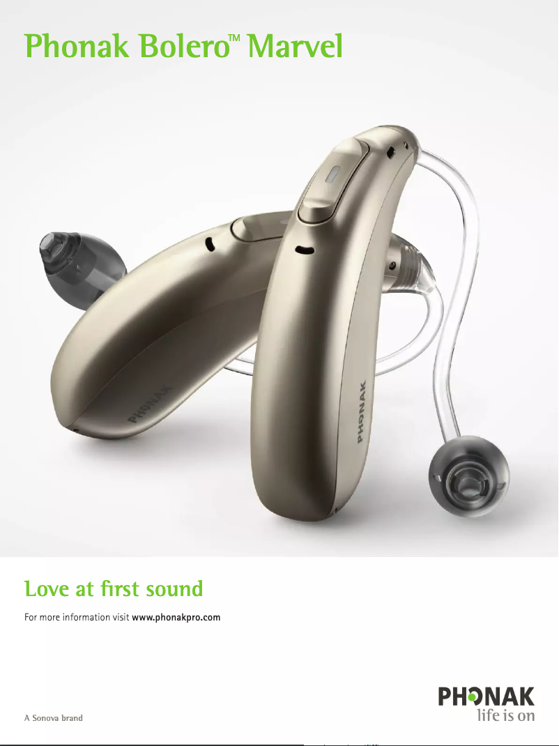 Page 1 de la notice Fiche technique Phonak Bolero Marvel