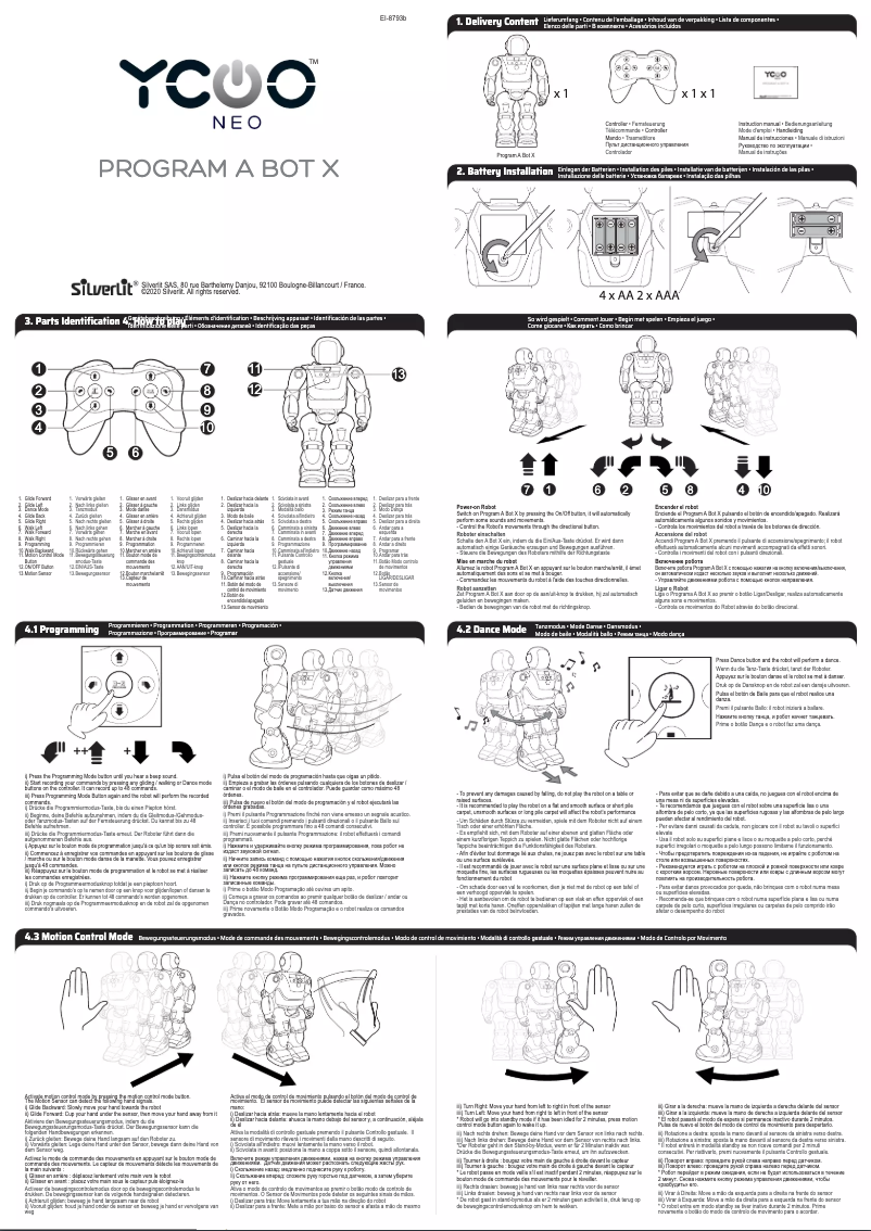 Page 1 de la notice Manuel utilisateur Silverlit Program A Bot X