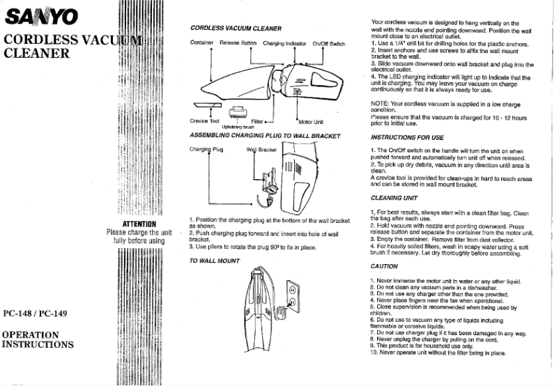 Page 1 de la notice Manuel utilisateur Sanyo PC-148