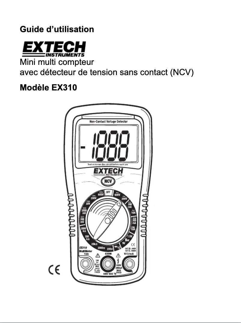 Page 1 de la notice Manuel utilisateur Extech EX310