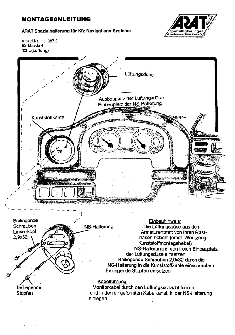 Page 1 de la notice Manuel utilisateur Arat NS1087.2