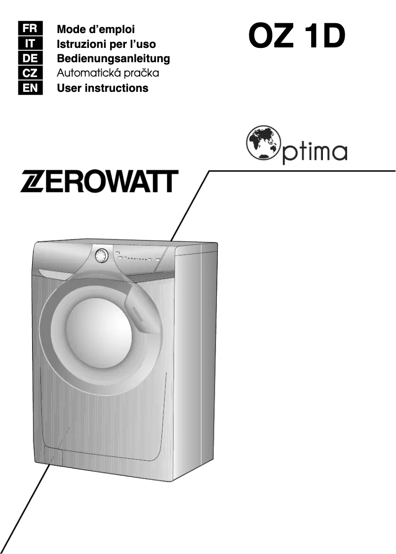 Page 1 de la notice Manuel utilisateur Zerowatt OZ 106 1D 1CHC Optima