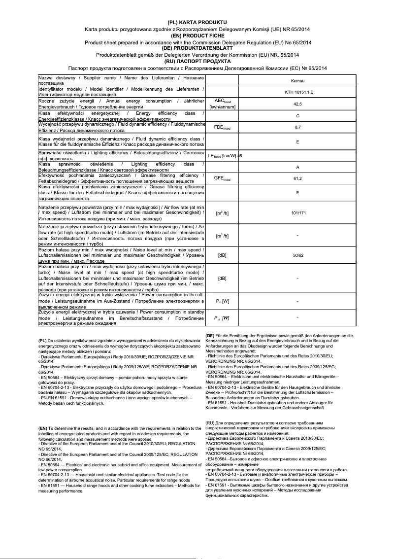 Page n°1 - Manuel utilisateur Kernau KTH 10.151.1 W