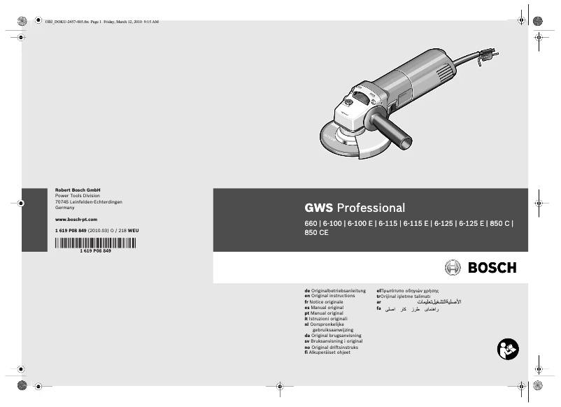 Page n°1 - Manuel utilisateur Bosch GWS 6-115