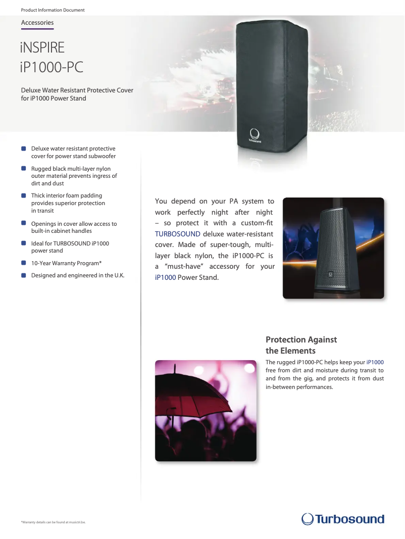 Page n°1 - Fiche technique Turbosound iP1000-PC