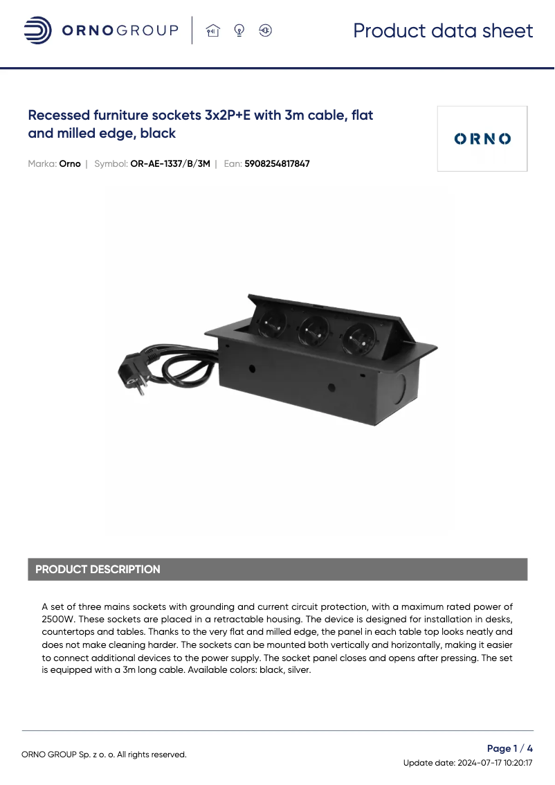 Image de la première page du manuel de l'appareil OR-AE-1337