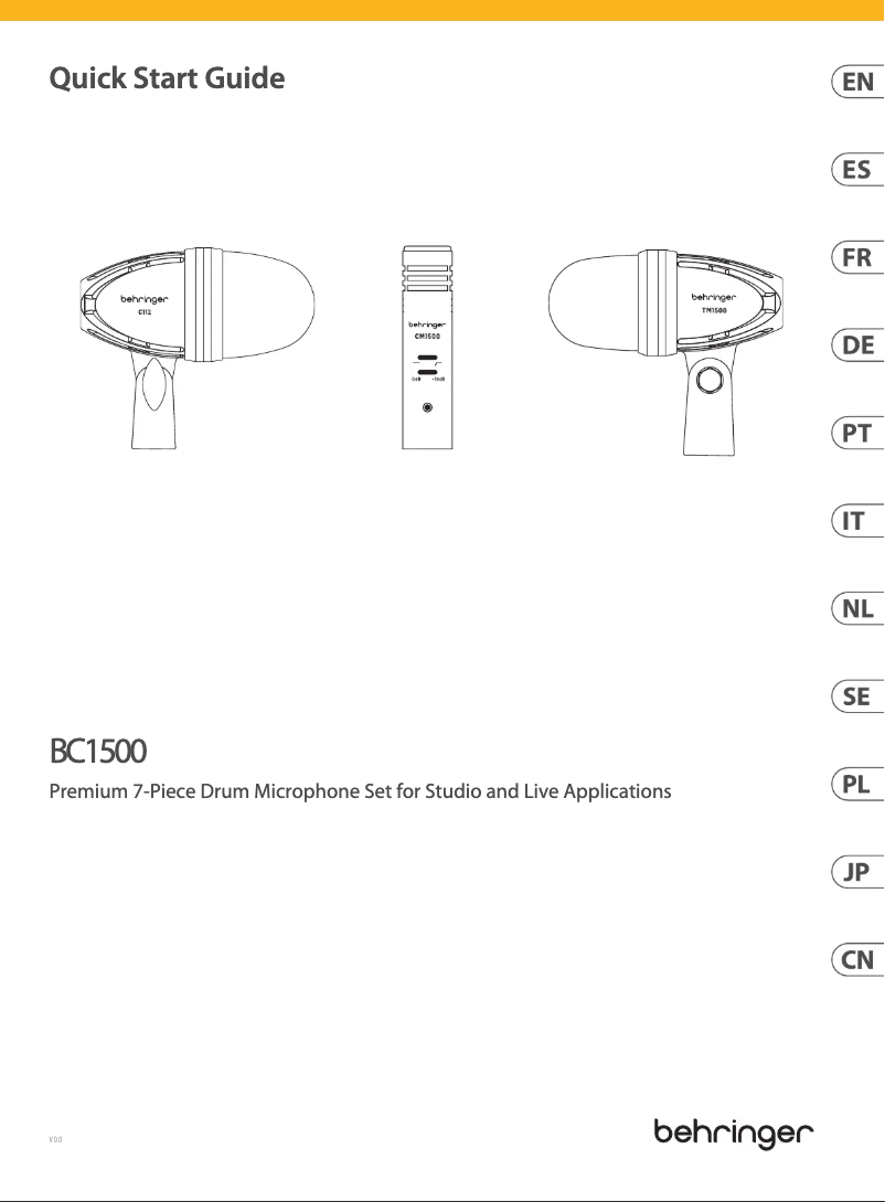Page 1 de la notice Guide de démarrage rapide Behringer BC1500